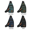 Vier Versionen einer Herren-Oxford-Schultasche in Lake-Grün, Army-Grün, Marineblau und Schwarz.