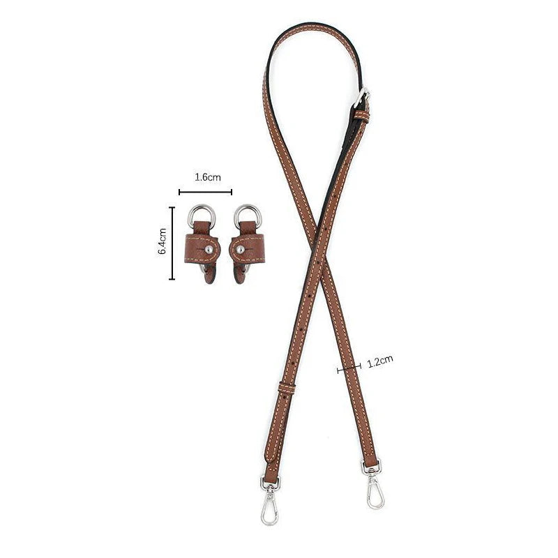 Kit de correa de cuero marrón para hombro con hebillas ajustables y herrajes metálicos