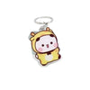 A yellow and black cartoon character charm made of resin attached to a silver keyring.
