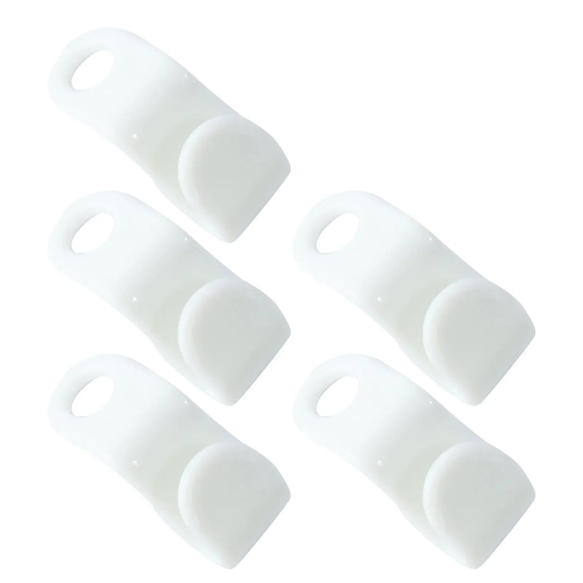 White multi-hook wardrobe organizer with individual hooks shown from above