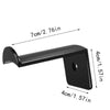 Black magnetic wall hook with measurements showing its size.