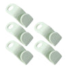 A set of white multi-hook wardrobe organizers with oval hooks.