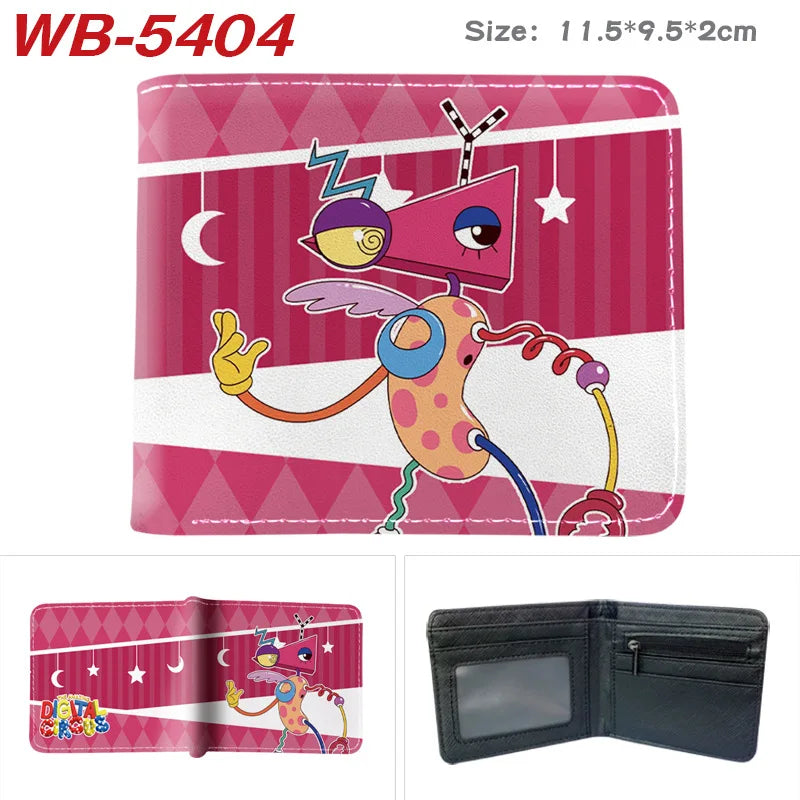 Pink und weiß gemustertes Kunstleder-Klappwallet mit Cartoon-Charakterdesign