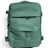 A dark green compact travel backpack shown from the back.