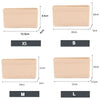 Ein Set aus vier Filz-Handtaschen-Organizer-Einlagen in Größen XS, S, M und L, die ihre Maße zeigen.
