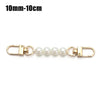A delicate pearl strap with gold-toned clasps and a 10mm to 10cm length.