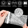 A hand is holding a clear, self-sealing bubble mailer bag with protective cushioning.