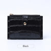 Black mini crocodile pattern leather card holder with a zipper closure