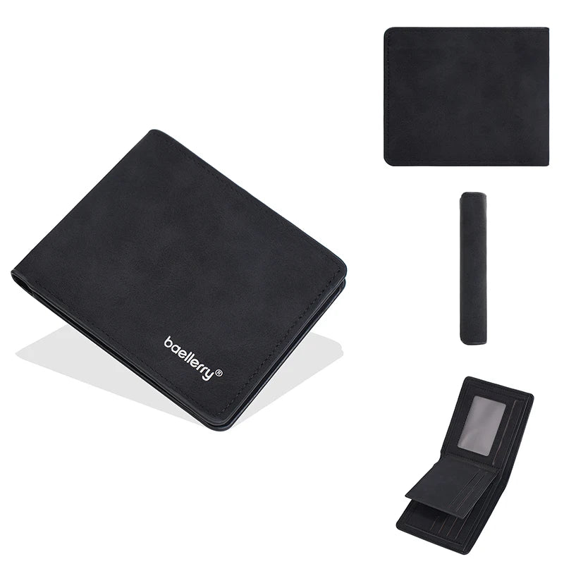 Pochette de cartes noire et mince avec clips et porte-cartes plié.
