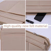 Close-up view of a light beige multi-pocket felt purse organizer showing the material texture and stitching.