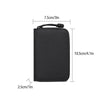 Black RFID zipper wallet shown from the side with dimensions 7.5cm by 10.5cm.