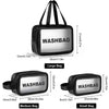 A set of black waterproof travel bags in various sizes, including large, medium, and small washbags.