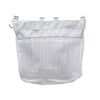 Silver mesh storage caddy with a fabric top for bathroom and bedroom organization