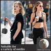 Two models wearing black outfits, demonstrating the dual-zip wristlet wallet with a detachable strap.