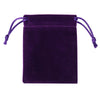 Bolsa de regalo de terciopelo morado con cordones morados.