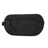 Black invisible waist pack designed for travel and security.