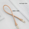 Display of a tan leather extension chain size showing total length and individual segment dimensions.