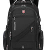 Mochila de viaje grande para hombre suizo negro vista desde atrás