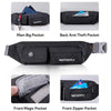 A black slim multi-pocket waist bag featuring a main pocket, back anti-theft pocket, front magic pocket, and front zipper poc