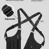 Schwarze Kunstleder-Doktasche mit verstellbarem Riemen und Brieftasche, seitliche Ansicht.