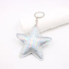 Silver iridescent star-shaped leather key chain bag pendant