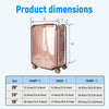 Diagram showing the dimensions of a pink transparent PVC luggage case in various sizes: 20, 24, and 28 inches.