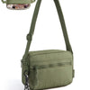 Olive green crossbody shoulder bag with a zippered pocket and adjustable strap.