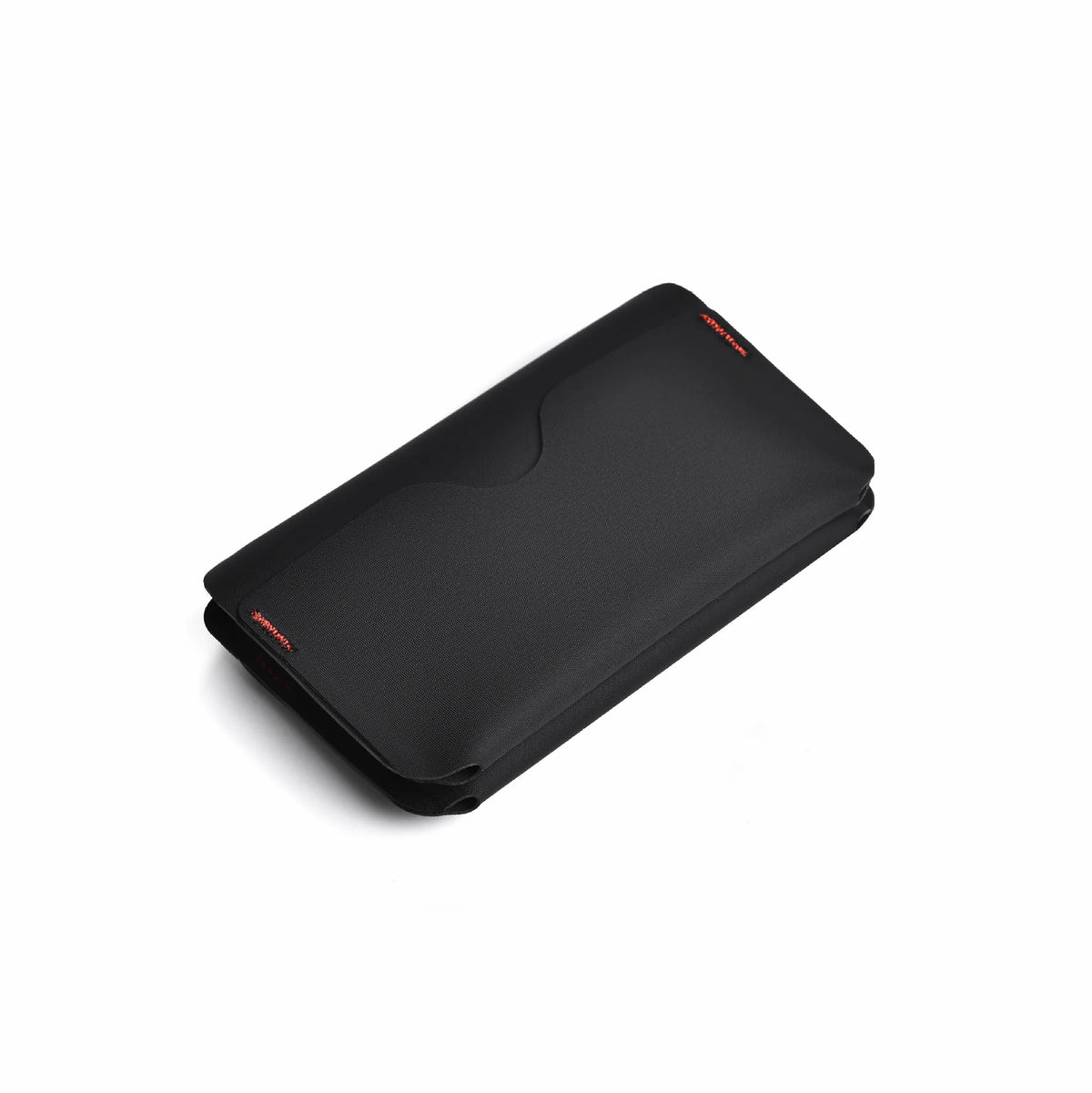 Black magnetic foldable ID card holder and coin purse shown from above.