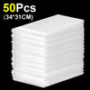 A stack of 50 self-sealing bubble mailer bags with protective cushioning, measuring 34x31cm.