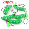 20 pieces of green oval silicone fidget toys attached to metal chains and strings