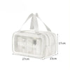 Bolsa de maquillaje y tocador blanca de plástico para separar húmedo y seco con correas blancas.