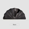 A black gold acrylic chain crossbody bag shown in a fan or pleated style.