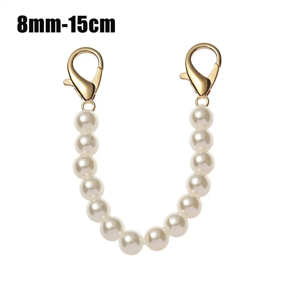 Gold-toned pearl strap with 8mm to 15cm length for handbags and purses