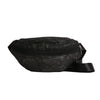 Black rhinestone-embellished crossbody waist bag with an adjustable strap