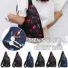 Various black, red, and blue waterproof chest bags for men shown in different angles