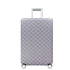 A gray heavy duty luggage protection cover with a diamond pattern and a silver handle.