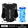 Black backpack and 2-liter water bottle set for lightweight hydration running