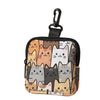 A black zippered pouch featuring a collage of cute cat faces in various colors and shades.