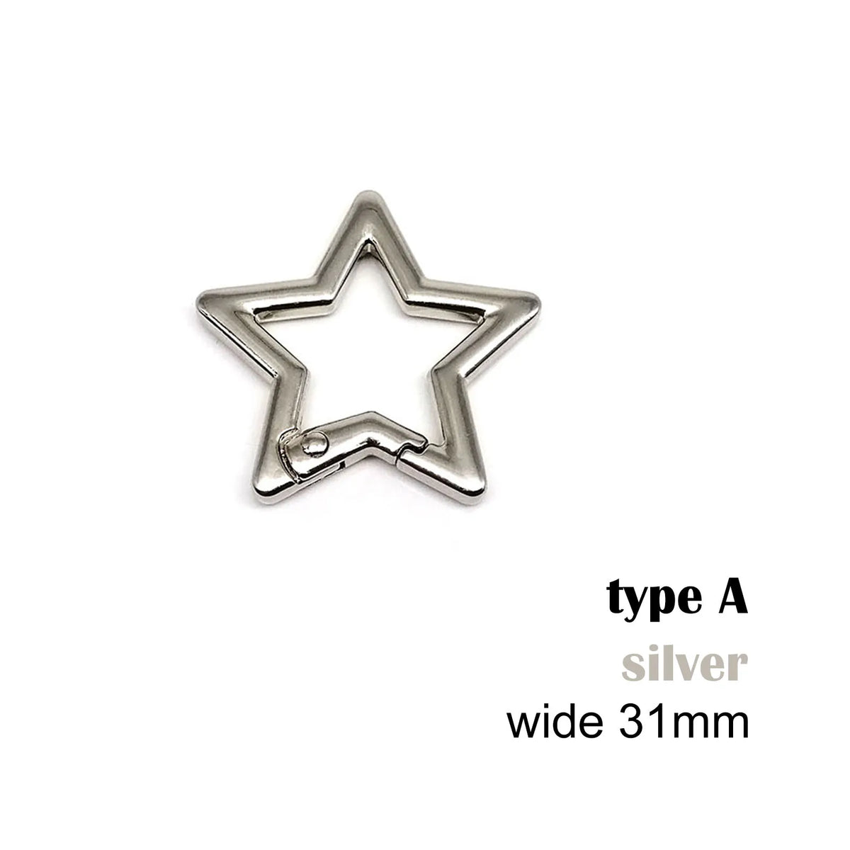 Éclairage en forme d'étoile argentée avec un clip à large ouverture, type A, 31 mm de large.