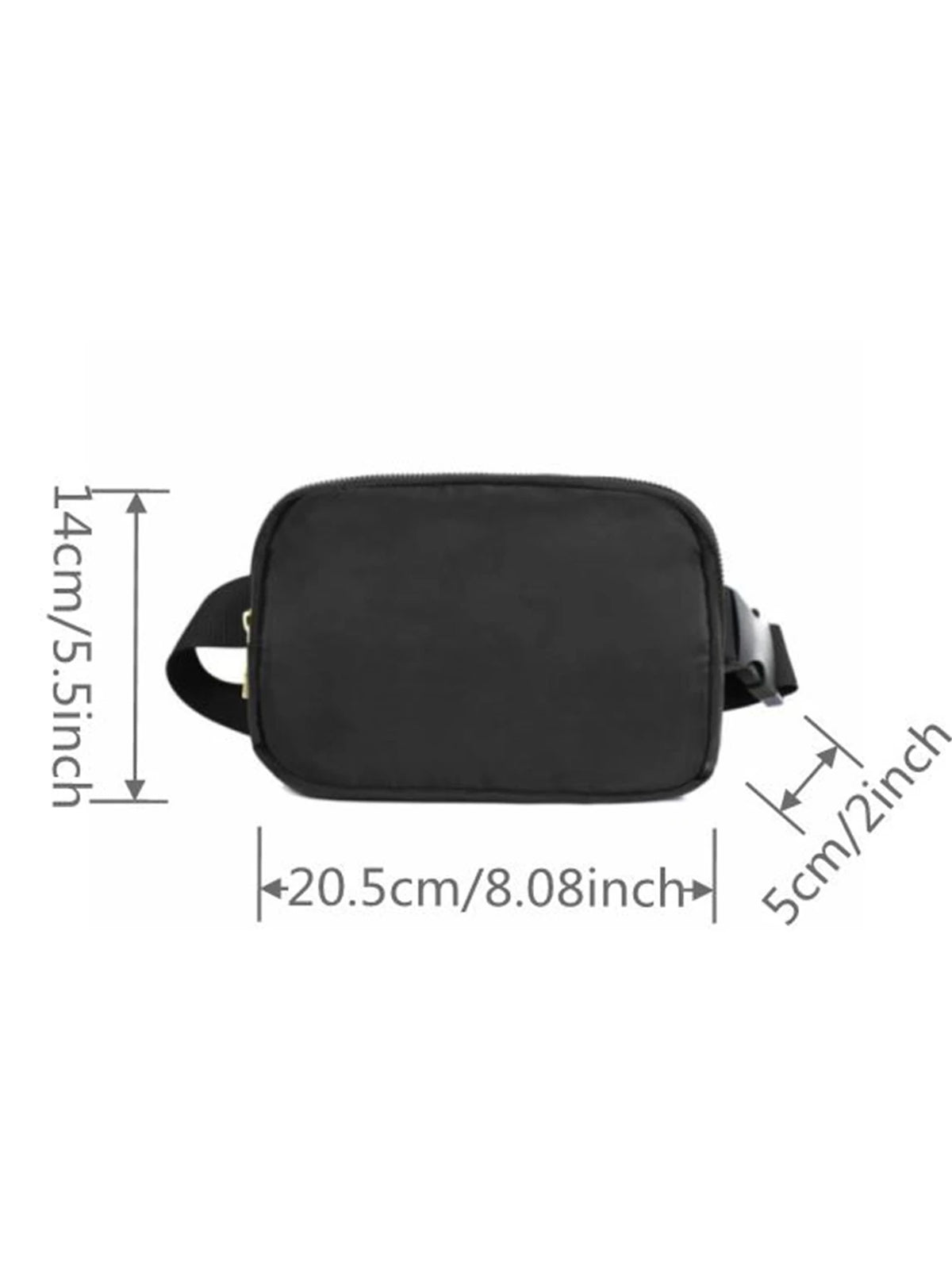 Black cross-body nylon waist bag designed for carrying a phone and essentials.