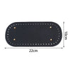 Black oval PU leather bag base with pre-punched holes for crochet and knitting projects