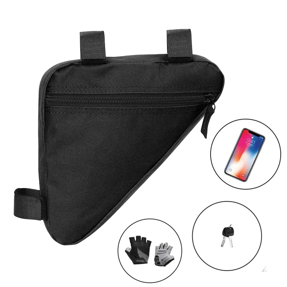 Bolsa resistente para guardar el cuadro de bicicleta negra con múltiples correas y apertura con cremallera