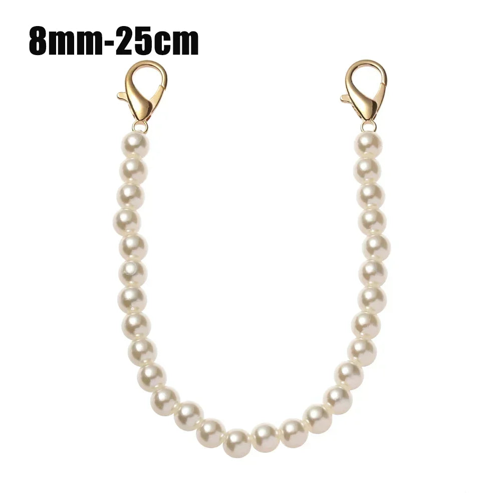 Gold-toned pearl strap measuring 8mm to 25cm for handbags and purses