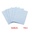 A set of ten light blue polishing cloths for silver and gold jewelry, shown in a fan-like arrangement.