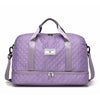 A purple ZUOMANNI durable nylon travel duffle bag with light gray straps.
