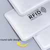 White RFID protection card sleeves with a round safe design shown in a close-up view.