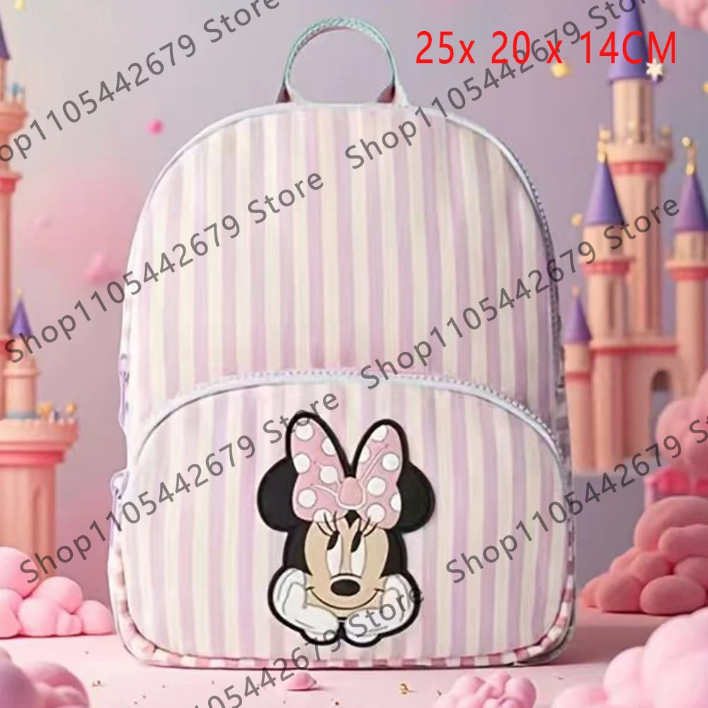 Mochila de peluche con diseño de Minnie Mouse, de ratón pato a rayas rosa y blanco