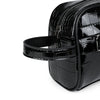 Black men's PU leather clutch handbag with a textured pattern and a strap.