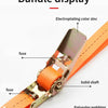 A close-up view of an electroplating color zinc bundle display featuring a fuse and solid shaft on an orange polyester webbin