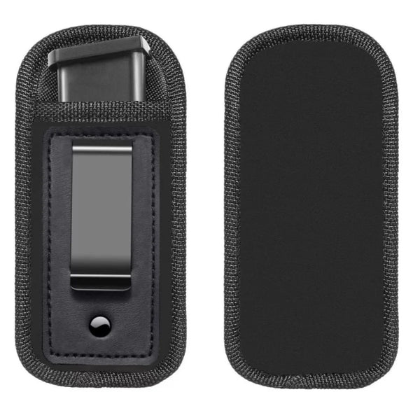 Black universal inside-the-waistband magazine holster for concealed carry featuring a slide-lock mechanism